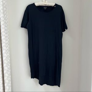 Topshop black t-shirt dress with distressed detailing.